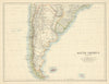 South America (Southern Sheet) by W. & A.K. Johnston 1885 old antique map