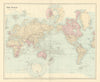 The World showing British Possessions/Empire in pink. 52x63cm. STANFORD 1901 map