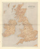 British Isles Stereographical. Mountains rivers. Large 65x52cm STANFORD 1901 map