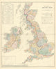 British Isles hydrographical. Watersheds River drainage basins STANFORD 1901 map