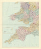 South Wales & S. West England. Devon Cornwall Somerset 62x51cm STANFORD 1901 map