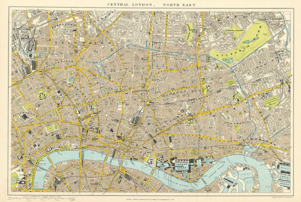 Central London N.E. City Clerkenwell Islington Hackney. STANFORD 1901 old map