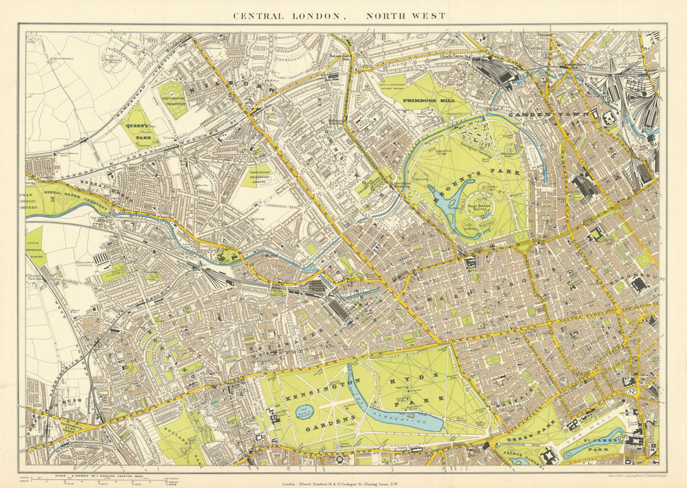 Central London N.W. Camden Marylebone Mayfair Notting Hill. STANFORD 1901 map