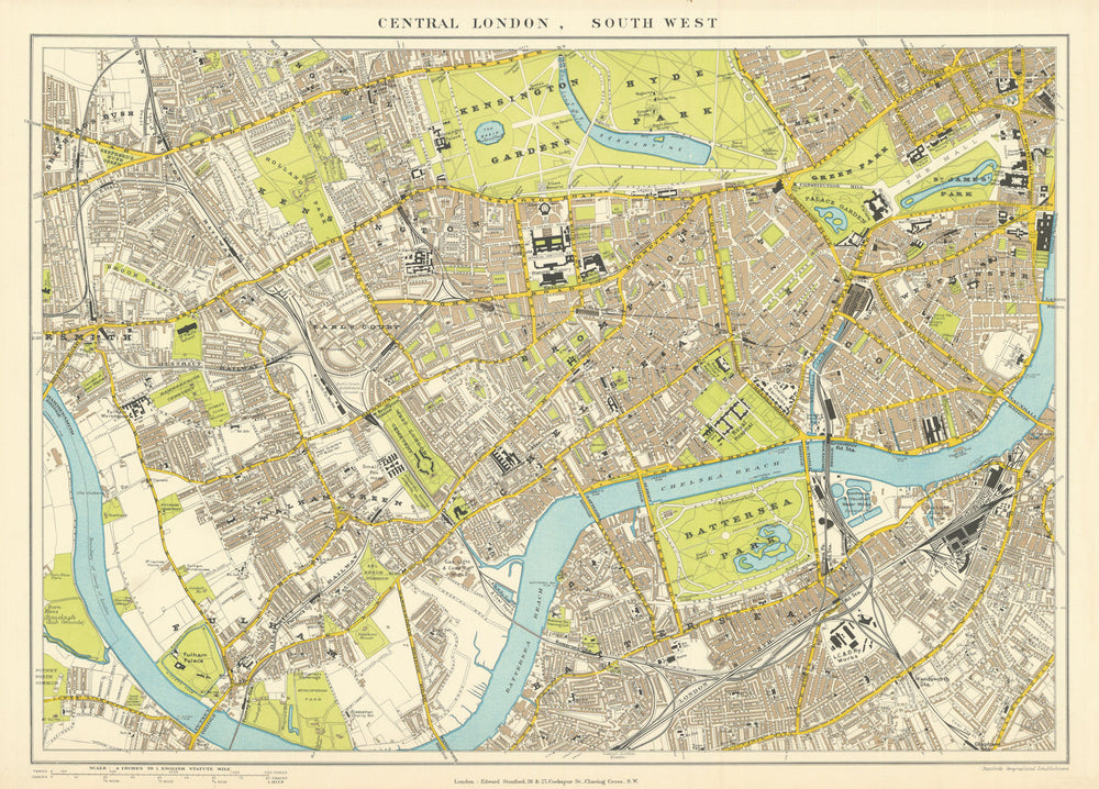 Central London S.W. Battersea Chelsea Kensington Westminster. STANFORD 1901 map