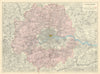 Outer [Greater] London. Metropolitan Police Area. 54x72cm. STANFORD 1901 map