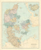 Denmark, Schleswig & Holstein. Iceland Bornholm. Large 66x52cm STANFORD 1901 map