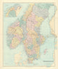 Scandinavia physical mountains fjords glaciers. Sweden Norway. STANFORD 1901 map
