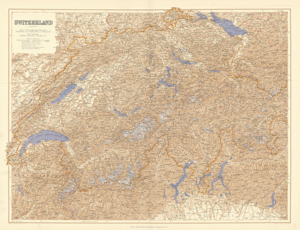 Switzerland & the Alps. Haute Savoie. Italian Lakes. Aosta. STANFORD 1901 map