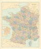 France in departements without Alsace Lorraine. Large 65x54cm. STANFORD 1901 map
