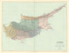 Cyprus. Districts. Ancient sites. Large 51x66cm. STANFORD 1901 old antique map