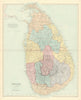 Ceylon. Sri Lanka. Provinces & railways. Large 66x53cm. STANFORD 1901 old map