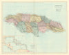 Jamaica, in parishes. West Indies telegraph cables. 51x63cm. STANFORD 1901 map