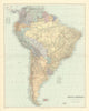 South America. Large 64x51cm. STANFORD 1901 old antique vintage map plan chart