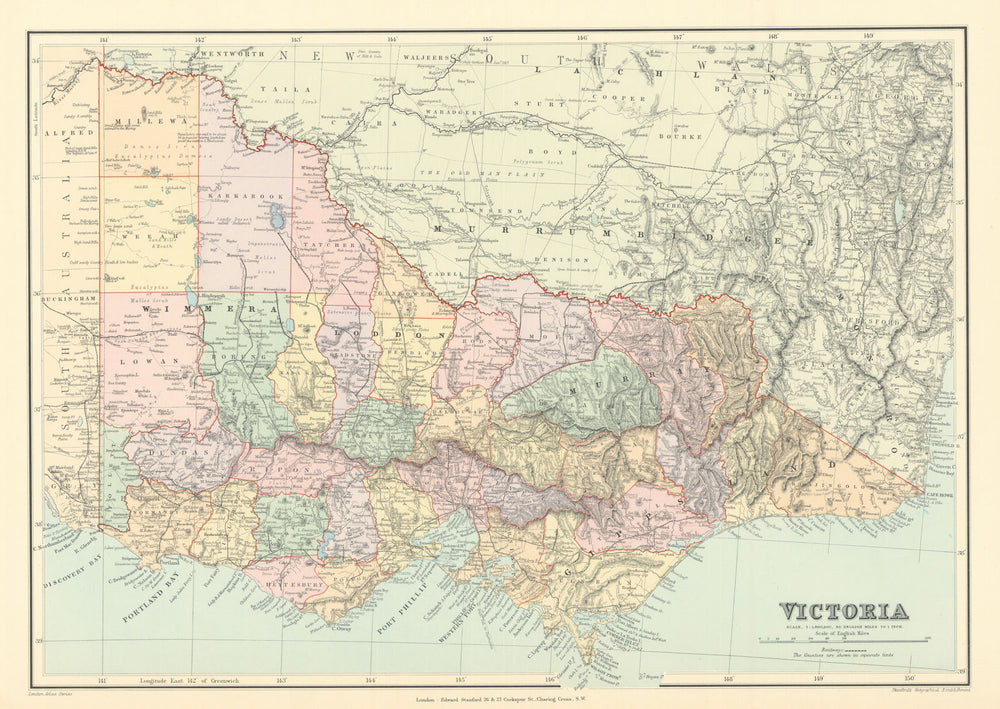 Victoria, Australia. Explorers routes. Landscape observations. STANFORD 1901 map
