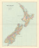 New Zealand. Counties. Railways. Large 64x50cm. STANFORD 1901 old antique map