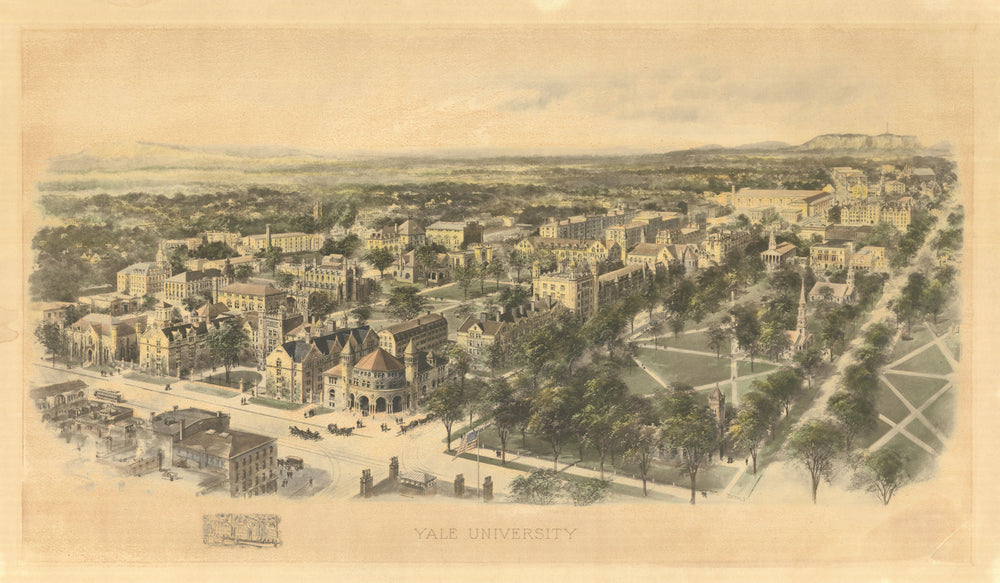 Yale University bird's eye view by Richard Rummell/Elston. Early state c1906