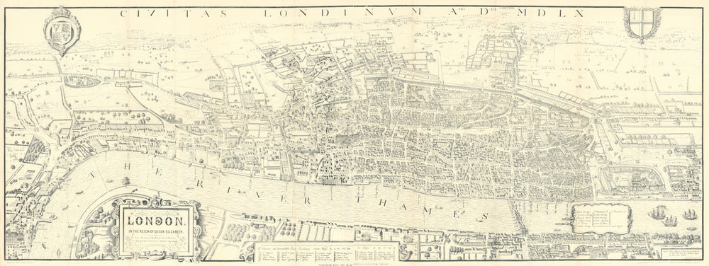 'London in the reign of Queen Elizabeth' after Agas' 1560 map. DOWER c1880