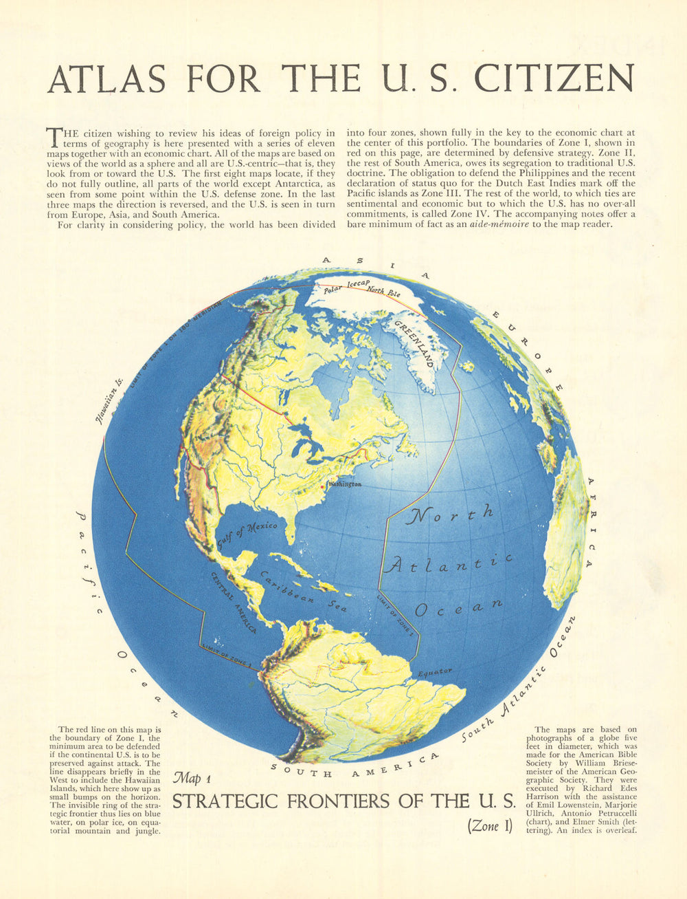 Strategic Frontiers of the U.S.—WW2 persuasive map—Richard Edes Harrison 1940