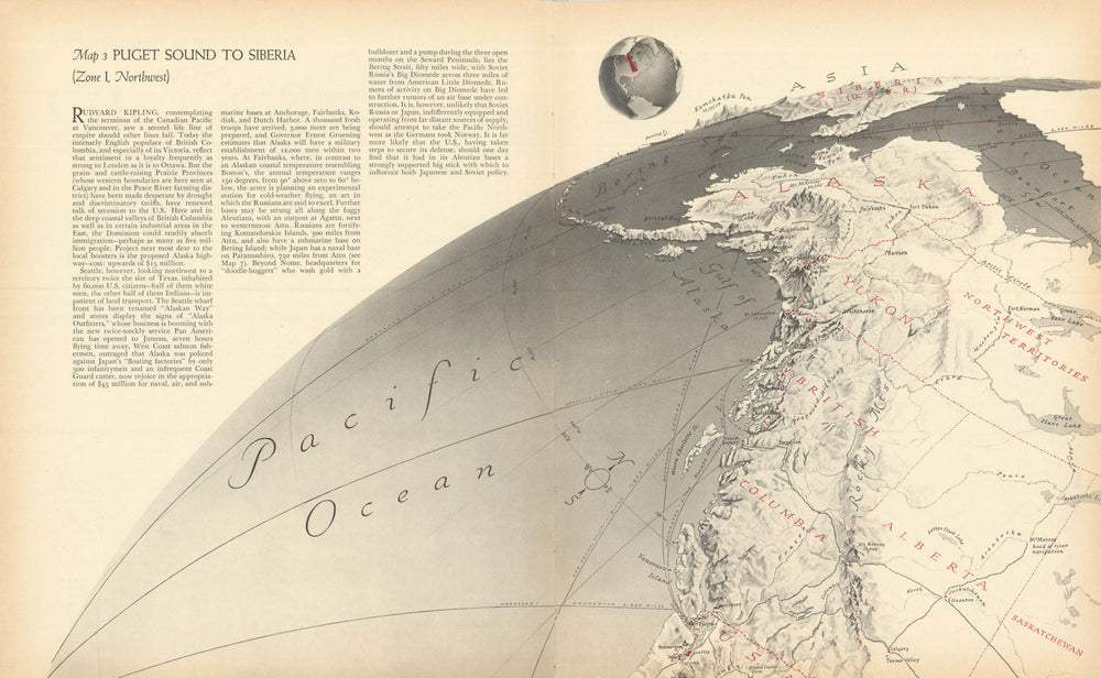 Puget Sound to Siberia—WW2 North Pacific strategy—Richard Edes Harrison 1940 map