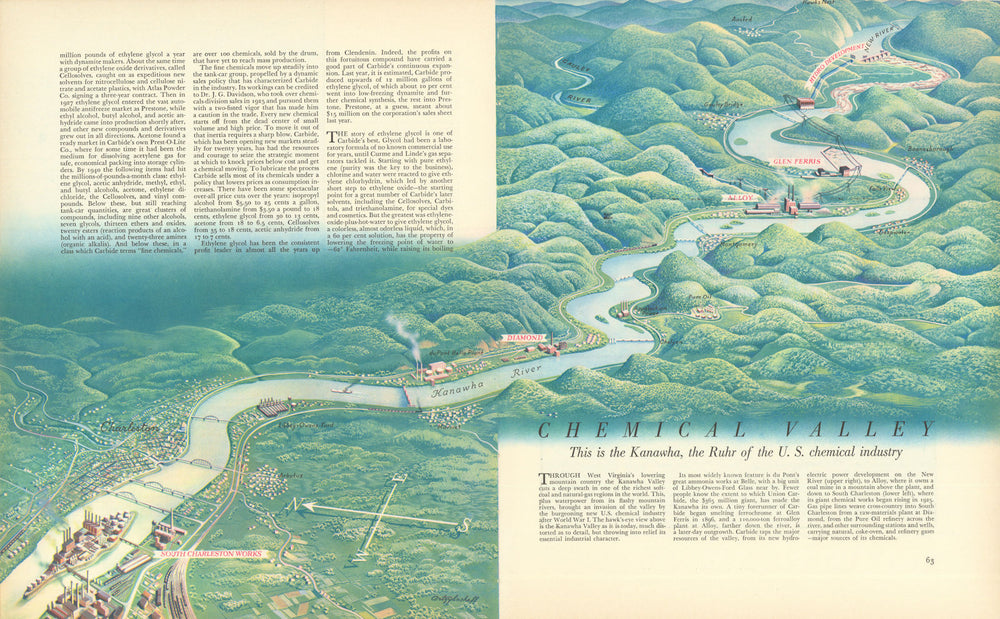 Chemical Valley—Kanawha River chemical industry—Boris Artzybasheff 1941 map