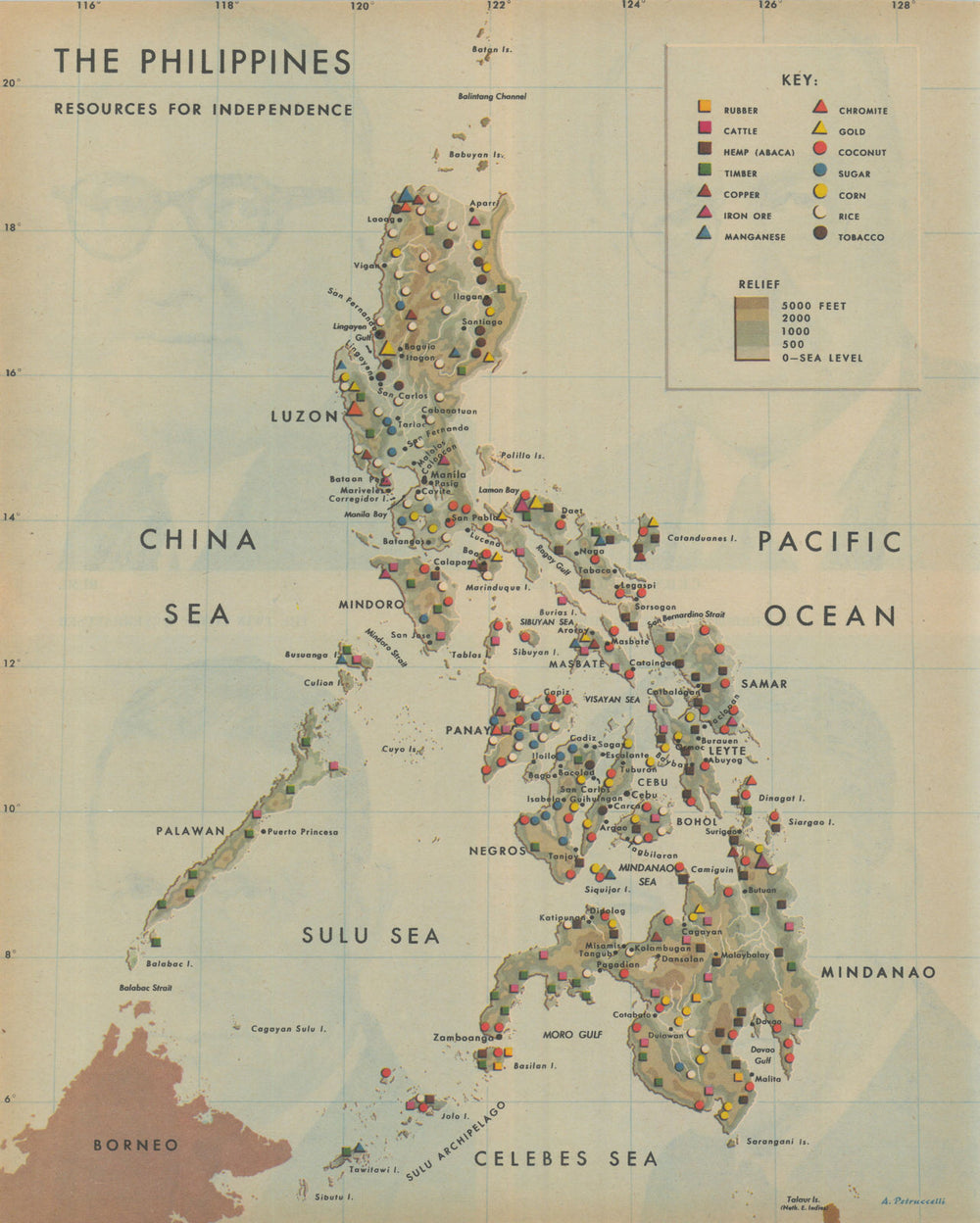 The Philippines—Economic resources for Independence—Antonio Petruccelli 1944 map