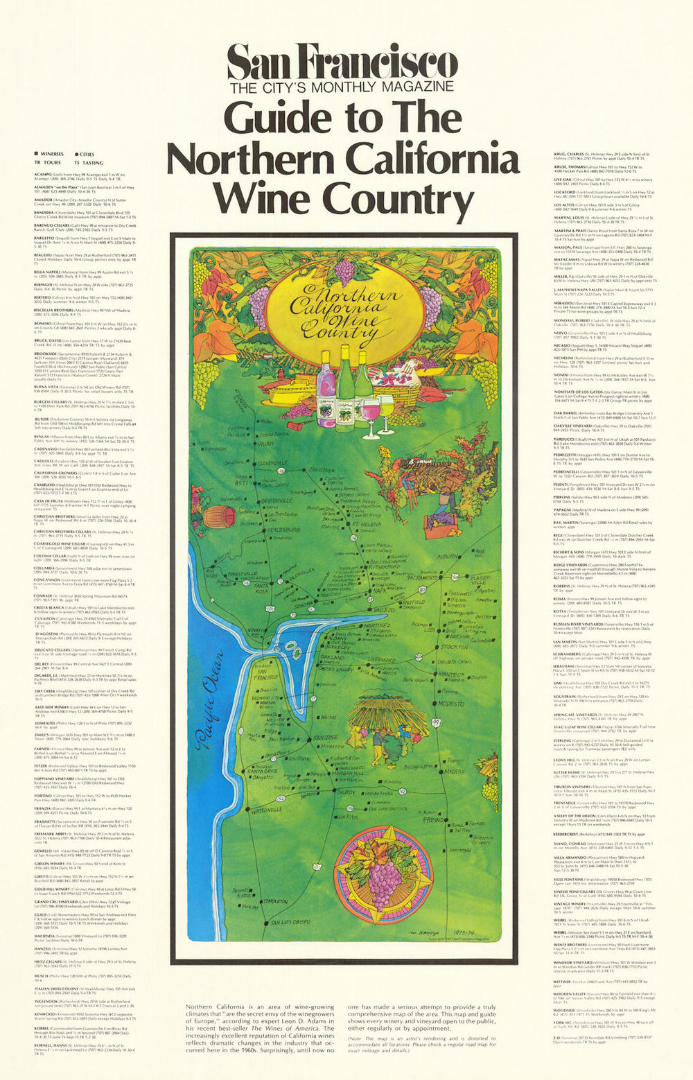 Guide to the Northern California Wine Country—pictorial poster map—Daijogo 1973