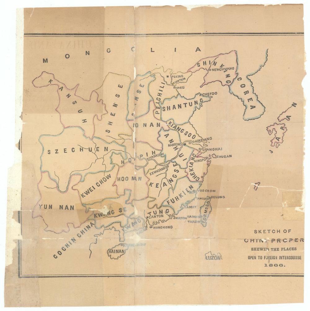 Sketch of China Proper shewing places open to foreign intercourse 1866— 1867 map