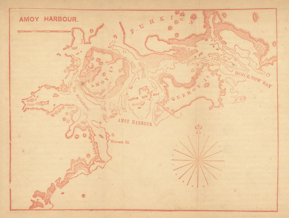 Amoy Harbour—Xiamen & Quemoy/Kinmen—harbour map—Dennys 1867 old antique