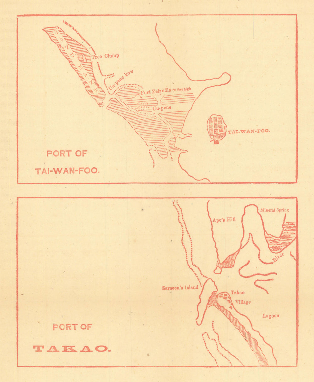 Port of Tai-wan-foo / Port of Takao—Tainan & Kaohsiung, Taiwan—Dennys 1867 map