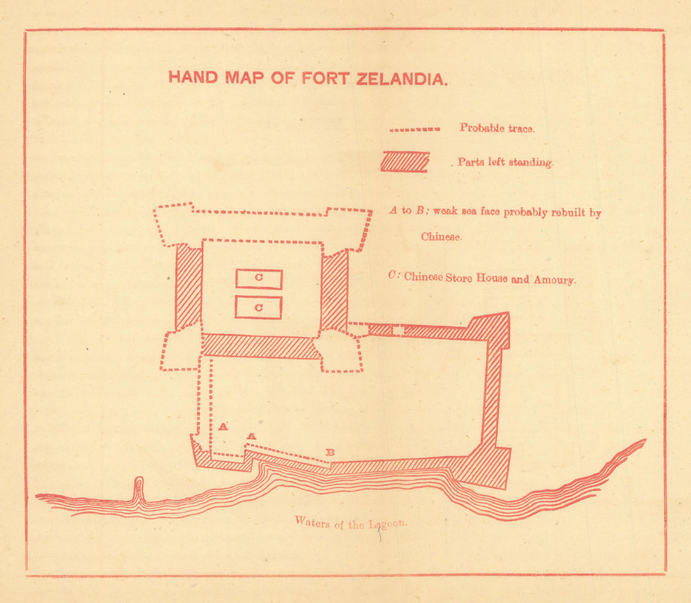 Hand map of Fort Zelandia/Zeelandia—VOC—Anping, Tainan, Taiwan plan—Dennys 1867