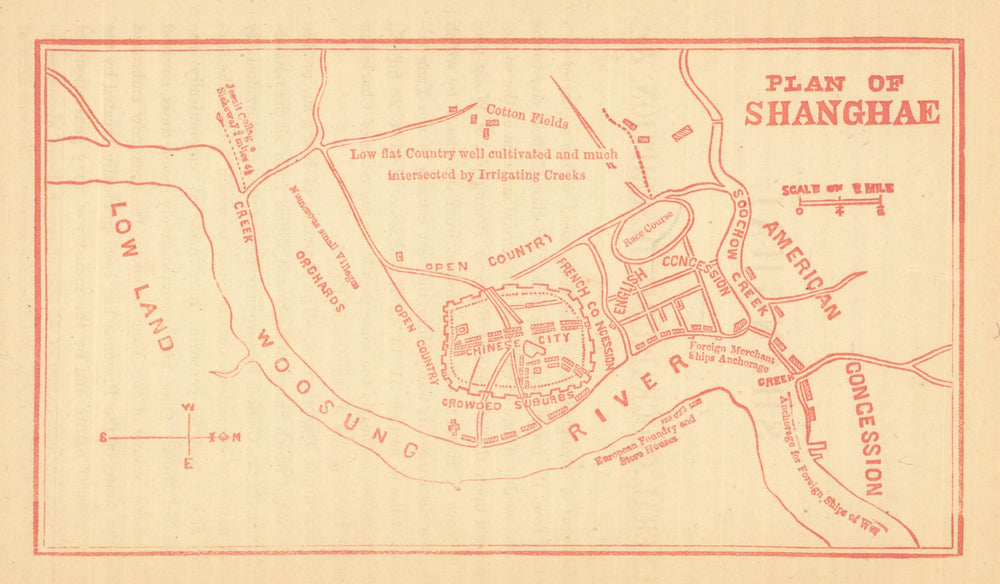 Plan of Shanghae—Shanghai city & foreign concessions—Dennys 1867 old map