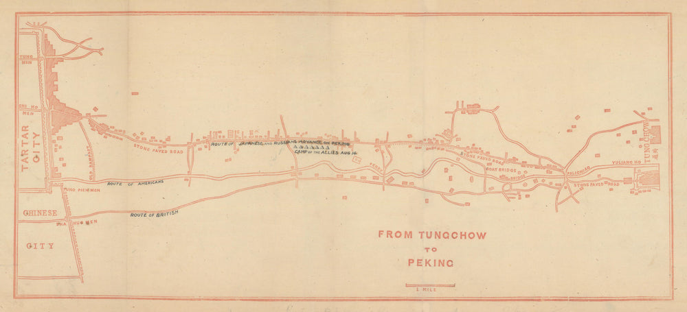 From Tungchow to Peking–later Boxer Rebellion route annotations—Dennys 1867 map