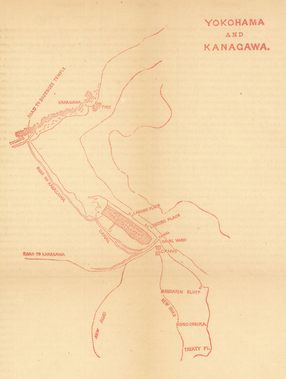 Yokohama and Kanagawa—Japan, treaty-port coast & settlements—Dennys 1867 map