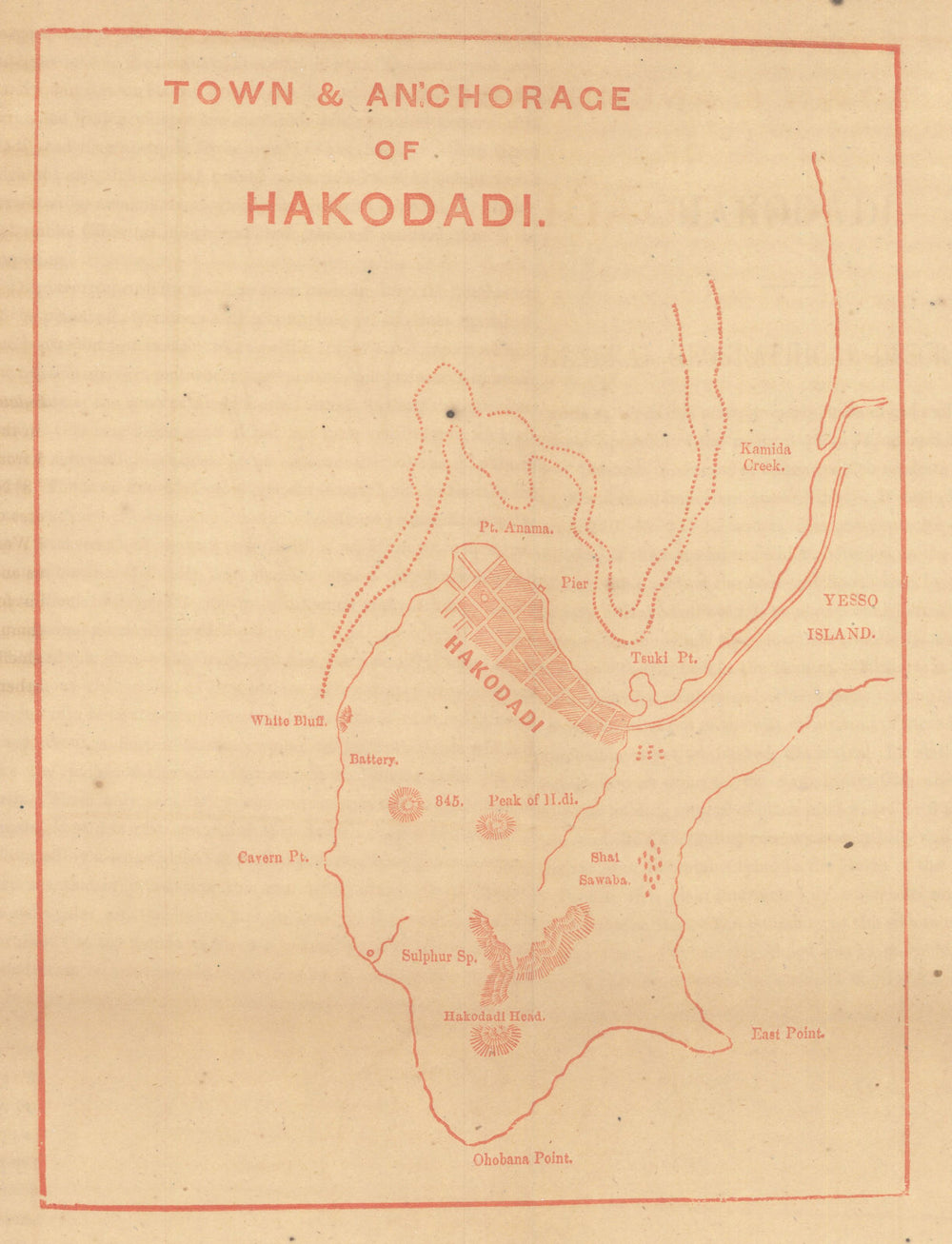 Town & anchorage of Hakodadi—Hakodate city plan, Hokkaido—Dennys 1867 old map