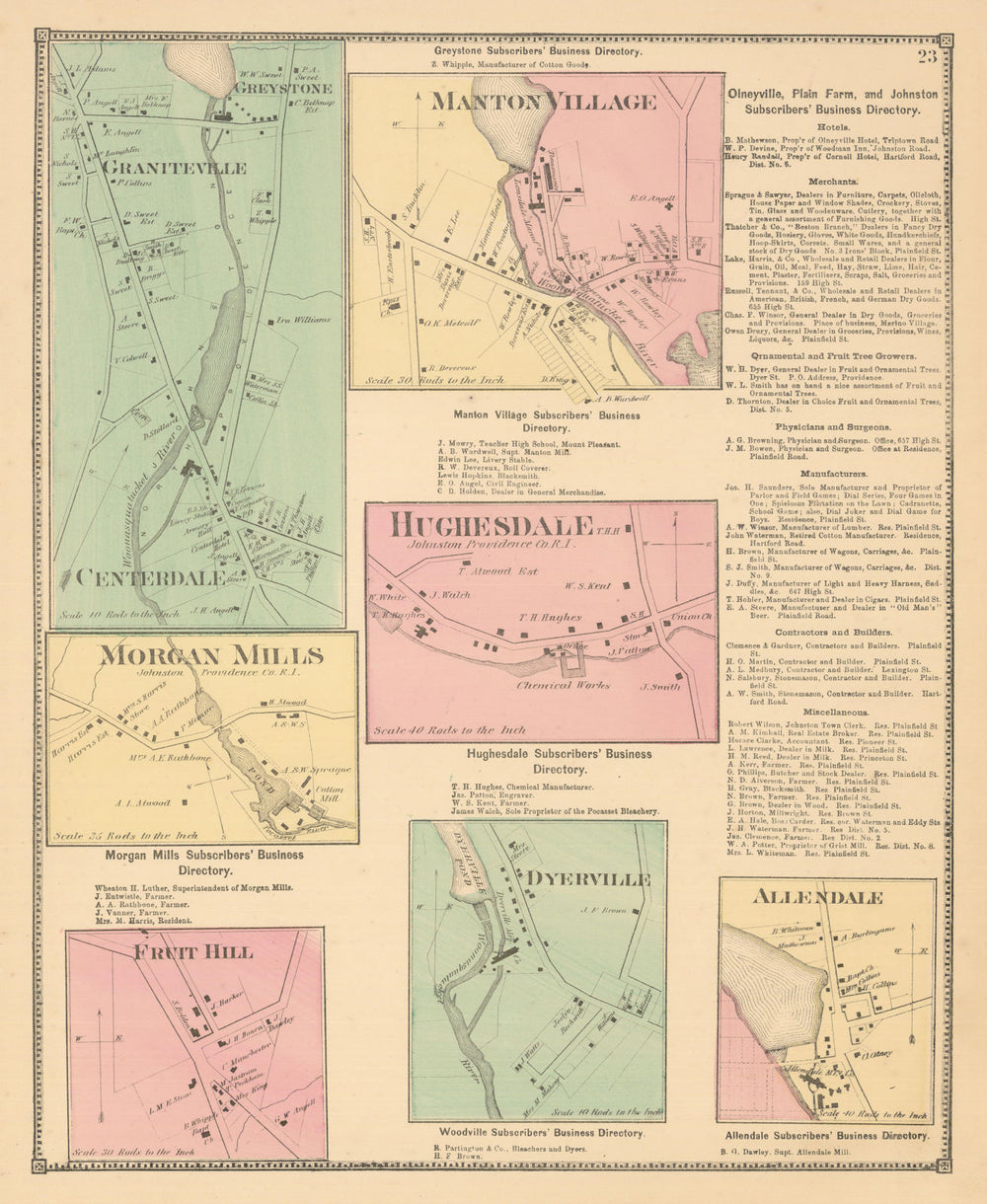 Manton, Fruit Hill & Centerdale—Rhode Island village maps—Daniel G. Beers 1870