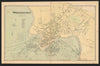 Woonsocket — folding Rhode Island town & street map — Daniel Glover Beers 1870