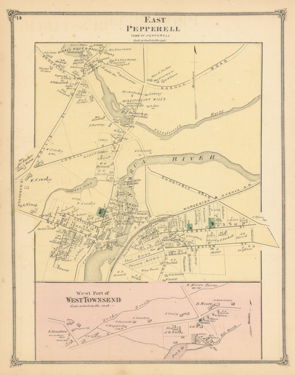 East Pepperell & West part of West Townsend—Massachusetts plans—Beers 1875 map