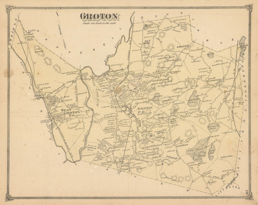 Groton — Massachusetts town & land ownership plan — Frederick W. Beers 1875 map