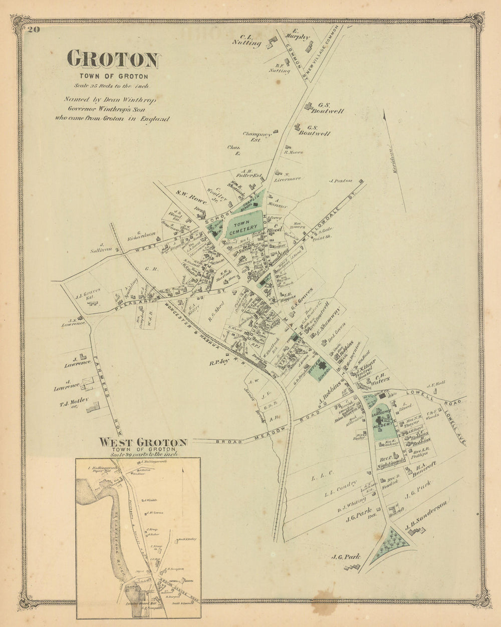 Groton & West Groton — Massachusetts village plans — Frederick W. Beers 1875 map