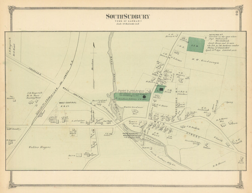 South Sudbury — village & street plan — Massachusetts — F. W. Beers 1875 map
