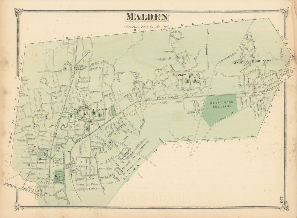 Malden — Massachusetts town & land ownership plan — Frederick W. Beers 1875 map