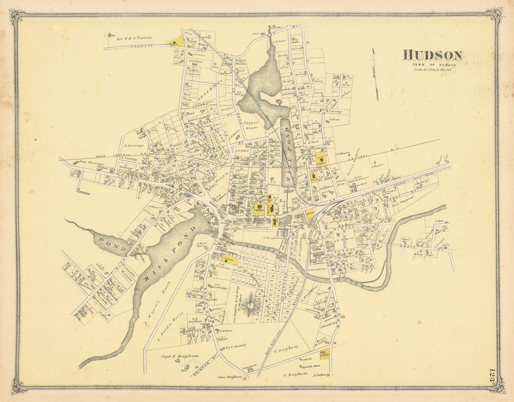 Hudson — village & street plan — Massachusetts — Frederick W. Beers 1875 map