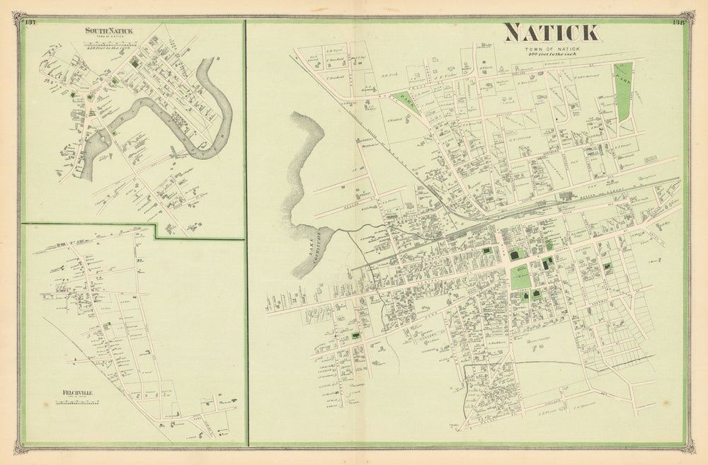 Natick, South Natick & Felchville—Massachusetts village plans—FW Beers 1875 map