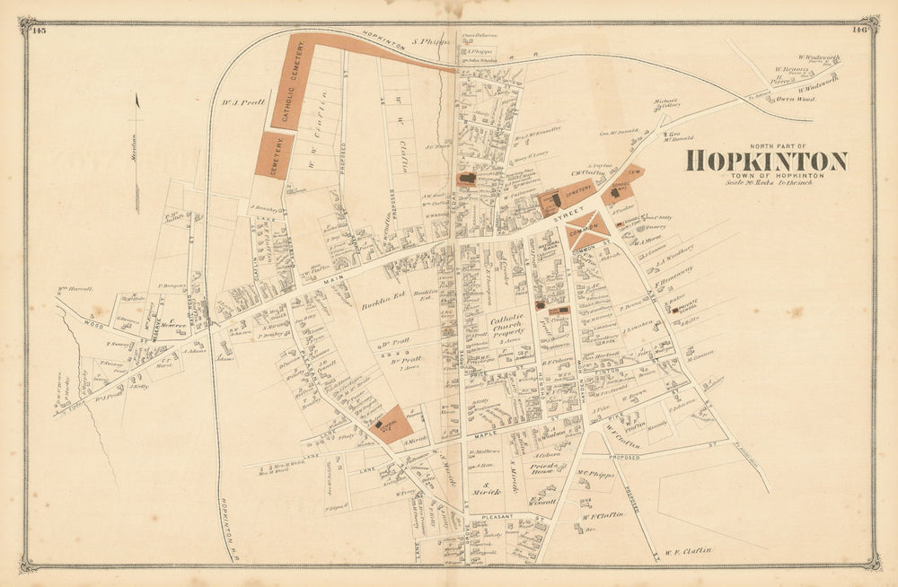 North part of Hopkinton Village—neighbourhood plan—Massachusetts—Beers 1875 map