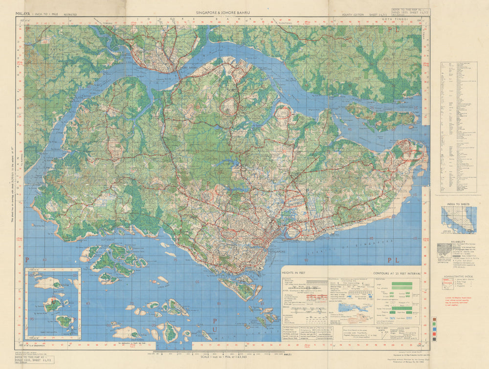 Japanese occupied Singapore/Johore Bahru—ALFSEA—from air photos 1945 (1950) map