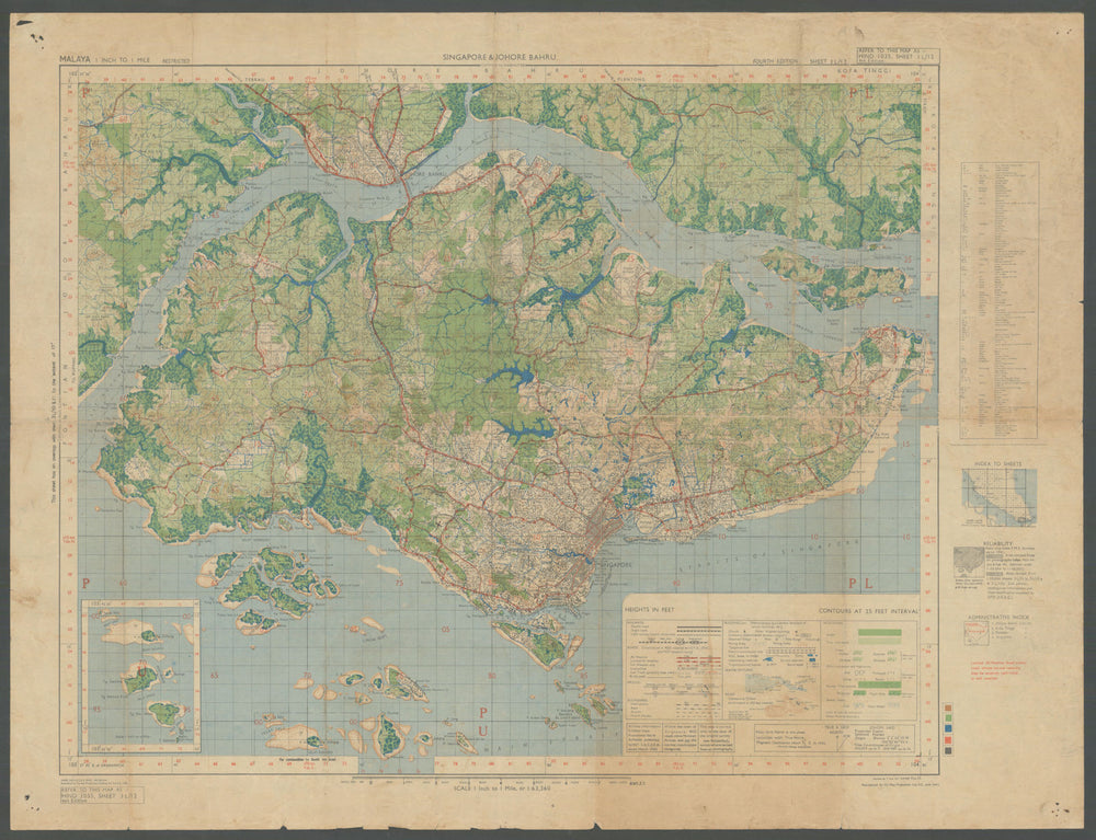 Japanese occupied Singapore & Johore Bahru—ALFSEA—from air photos— June 1945 map