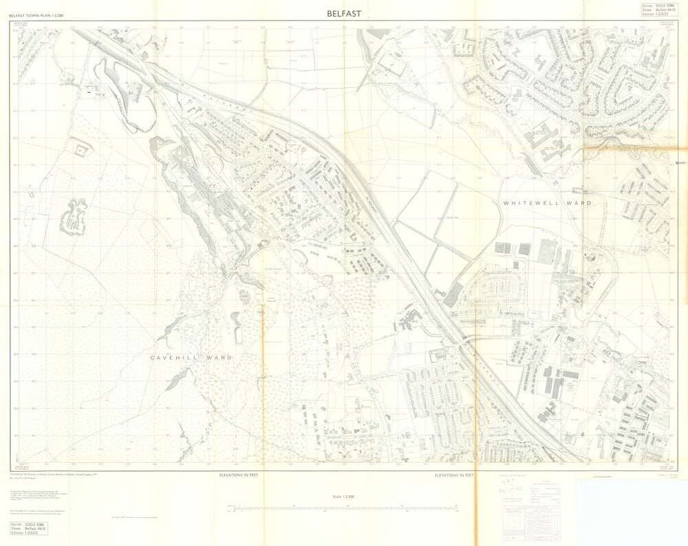 Belfast—Whitewell & Rathcoole—Troubles military town plan—MOD—RE 1972 old map
