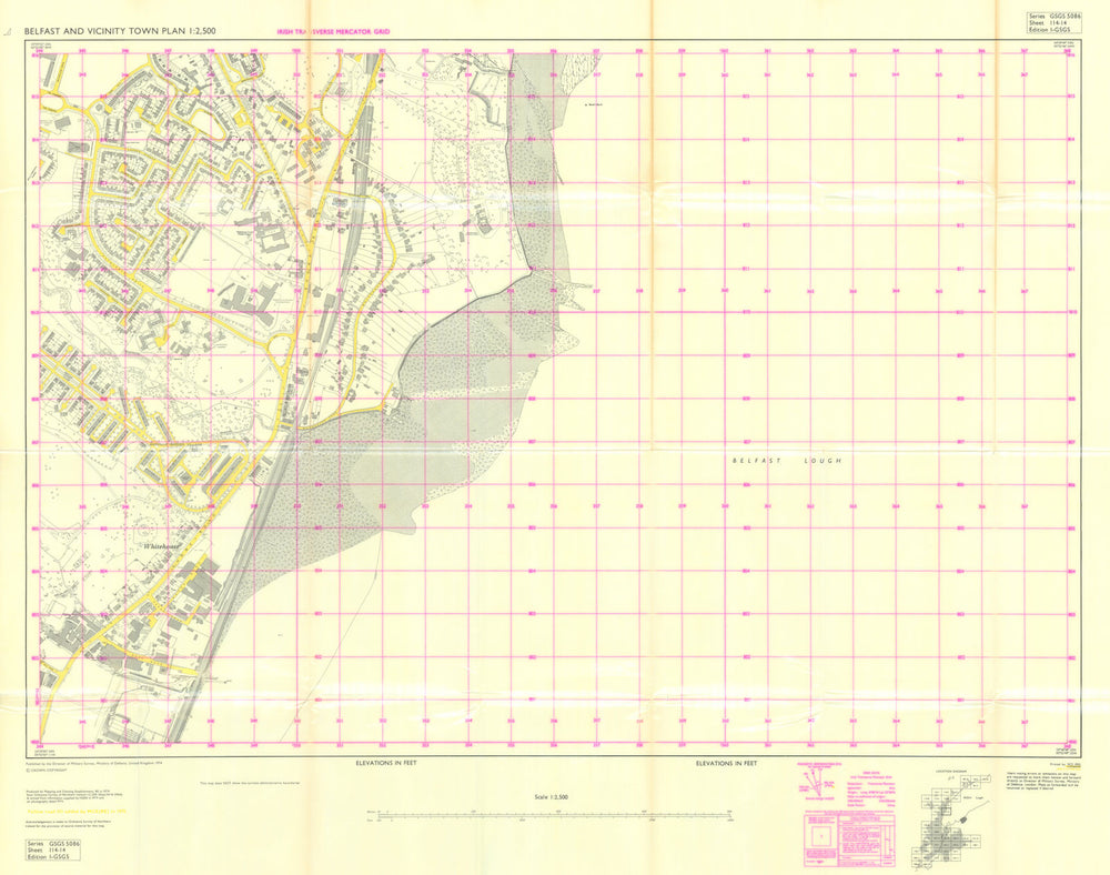 Belfast—Whitehouse—Rathcoole—Merville—Troubles military town plan—MOD 1975 map