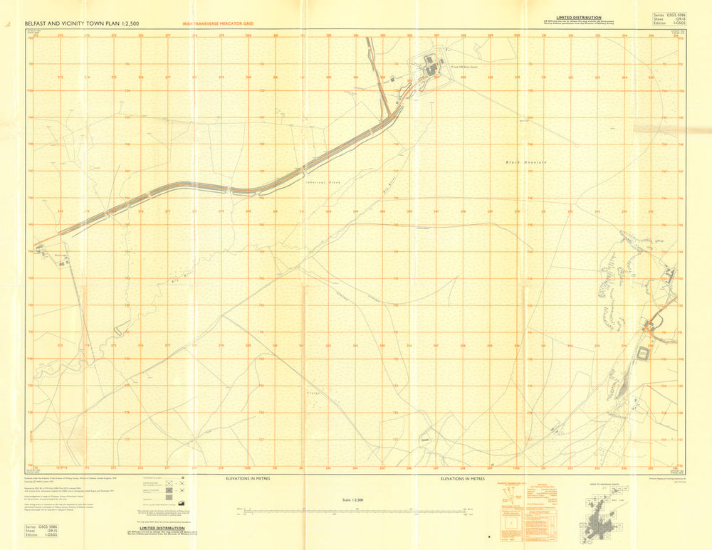 Belfast—Black Mountain & Divis Transmitter—Troubles military map—MOD—RE 1978