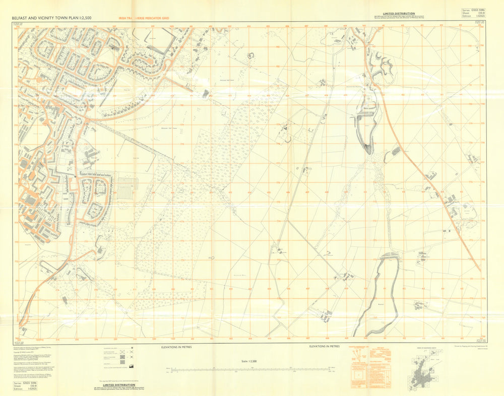 Belfast—Holywood & Redburn—Troubles military town plan—MOD—RE 1979 old map